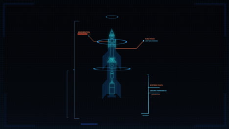 animación del procesamiento de datos sobre el plan del cohete