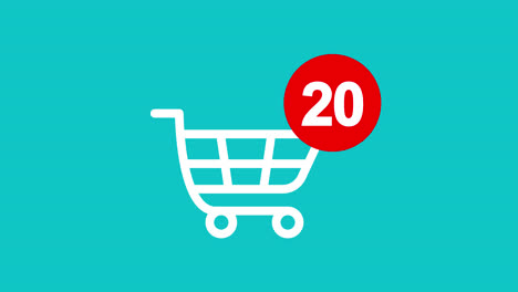 animation of shopping cart icon with counter added online commodity