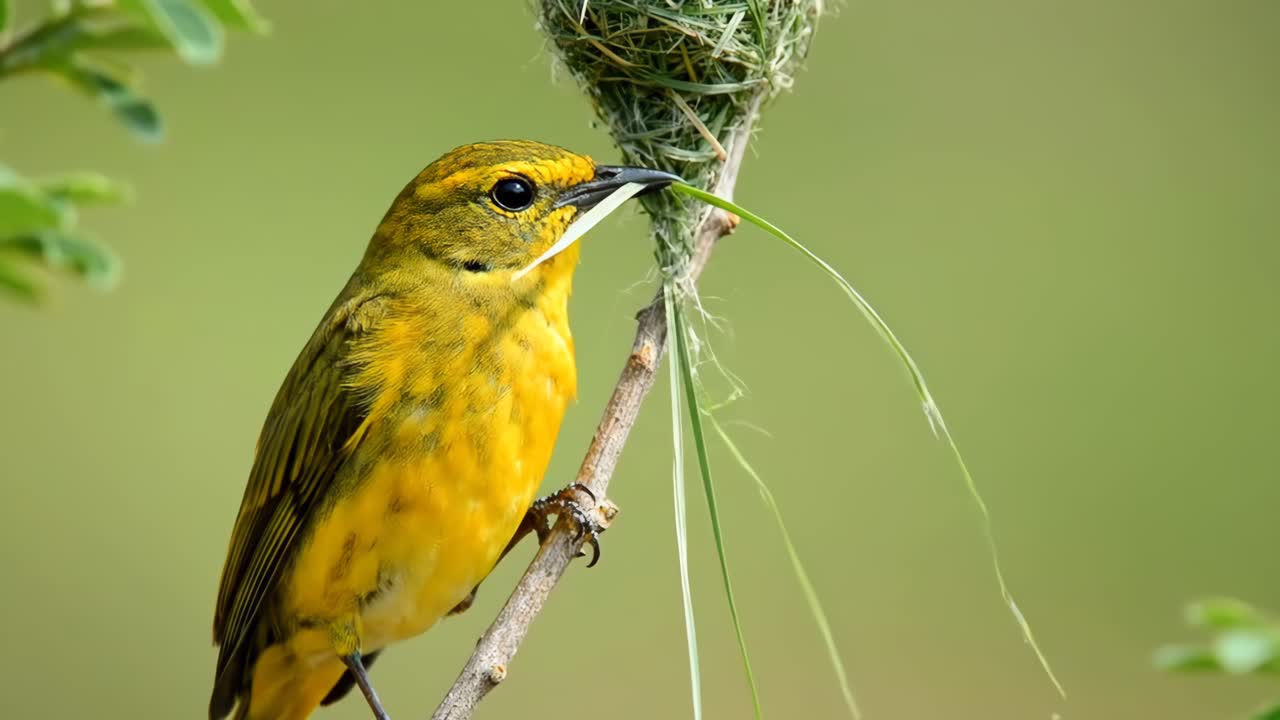 Weaver Bird Building Nest