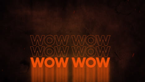 animación del texto wow sobre puntos de luz sobre fondo negro