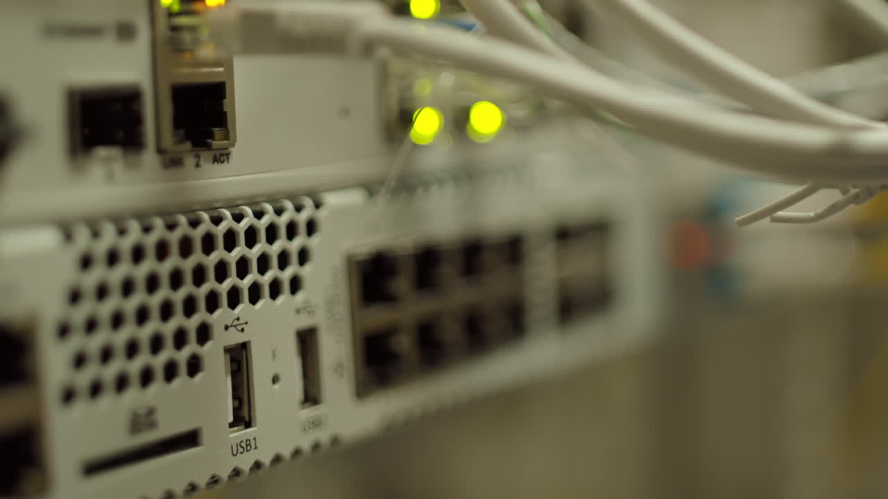 Network Panel and Cables in Server Room