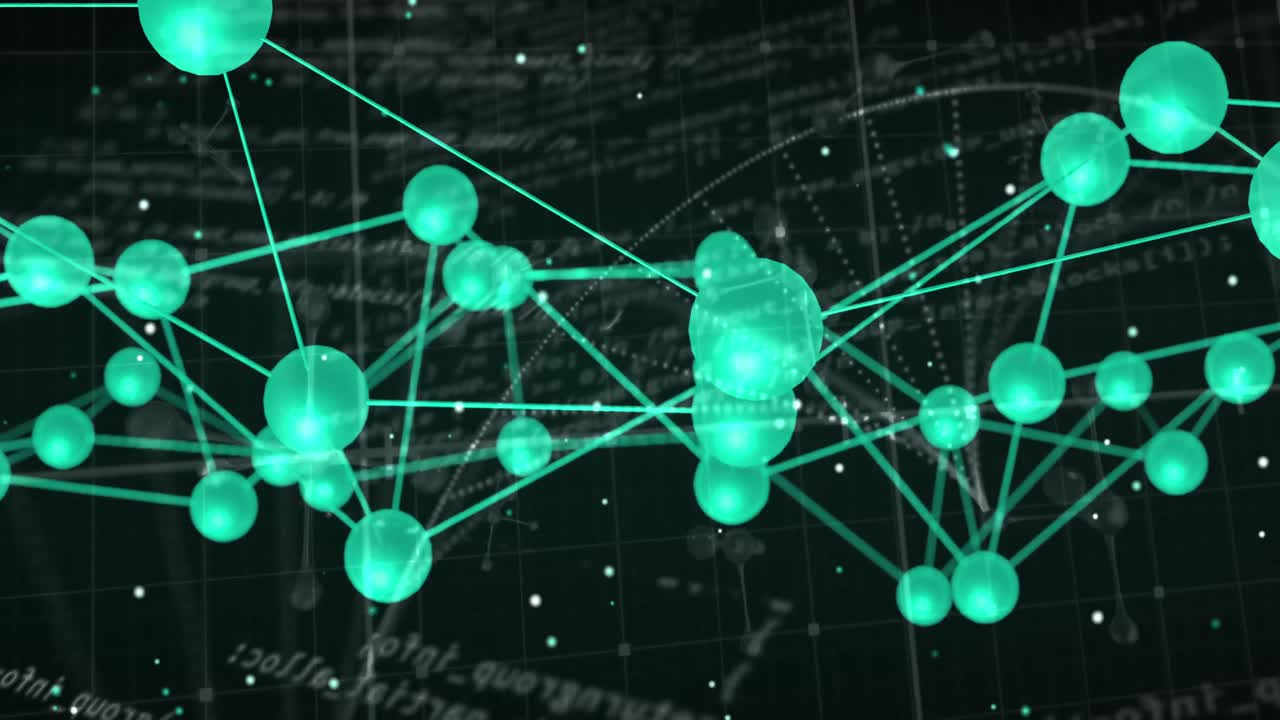 검은 바탕 위의 연결 네트워크의 애니메이션