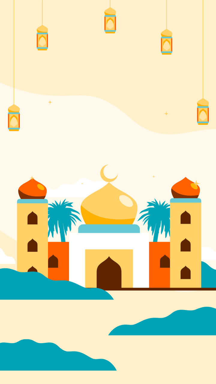 gráfico de movimiento de plantilla de bandera horizontal plana para la celebración del año nuevo islámico