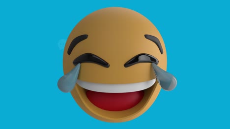 Animation-of-laughing-emoji-icon-over-blue-background