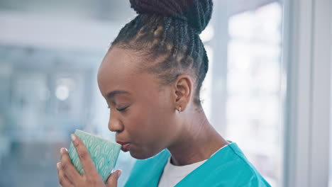 medical nurse, drinking coffee