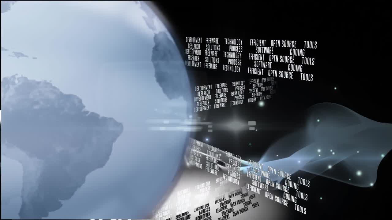 Animation of globe over data processing and network of connection