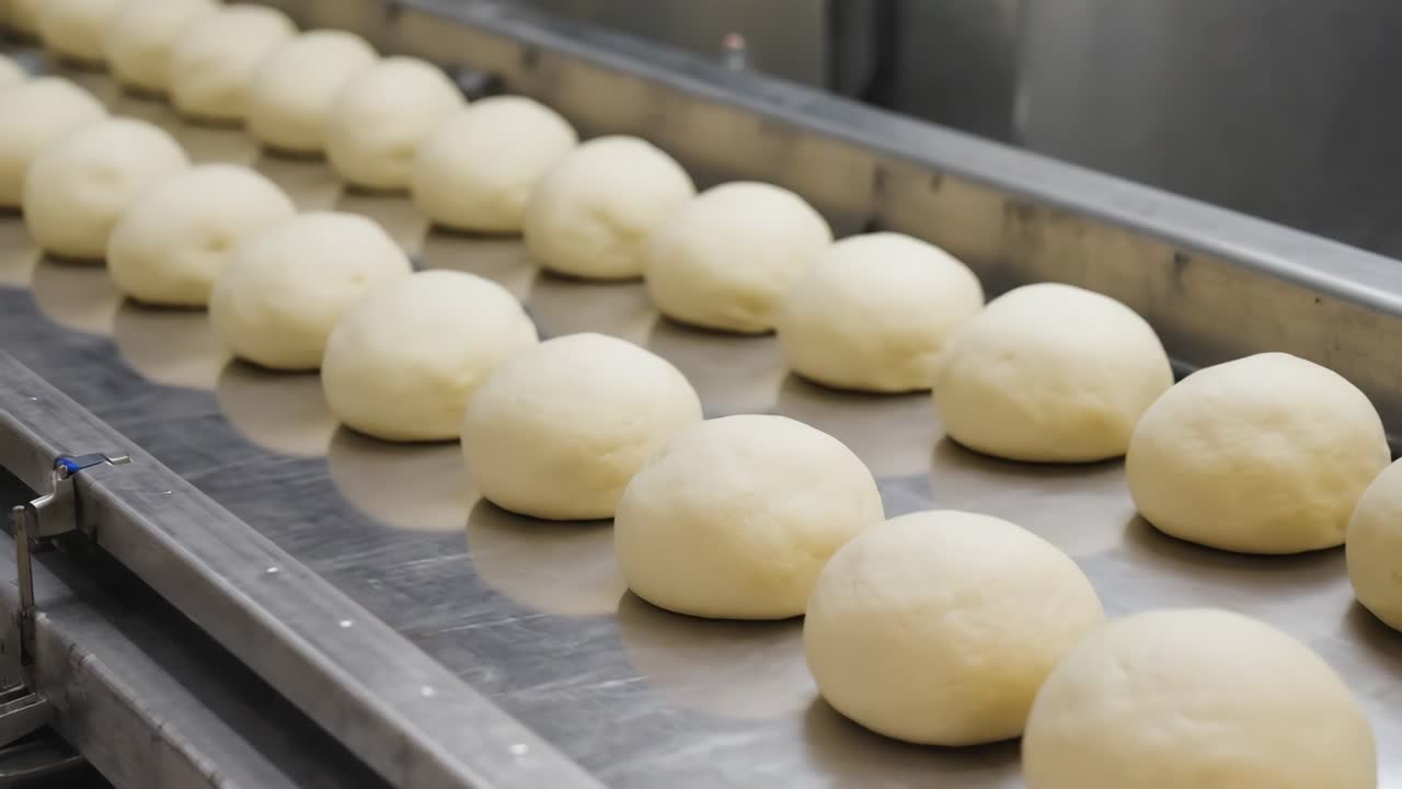 Dough Balls on a Conveyor Belt