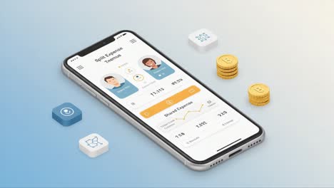 analyzing shared expenses and transactions on a mobile application: visualizing financial data with digital currency elements and user interaction