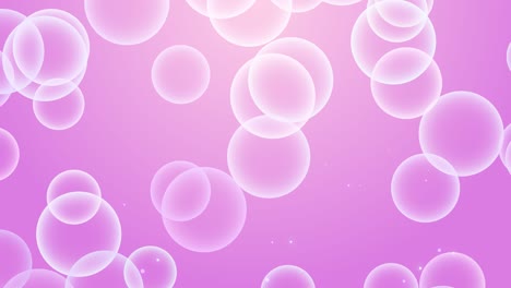 animación de coloridas burbujas de jabón que vuelan hacia arriba. champú flotante abstracto o espuma en fondo rosa claro. papel tapiz en vivo en bucle. imágenes de stock animadas