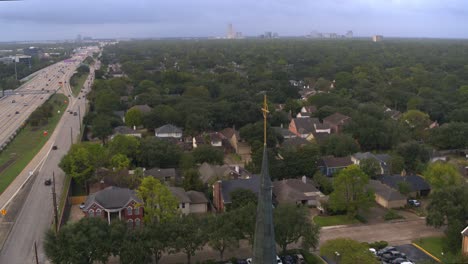 drone view of homes and urban landscape in southwest houston, texas
