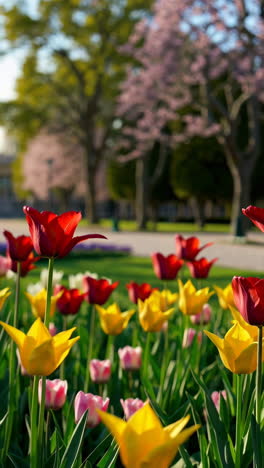 spring flowers in a park