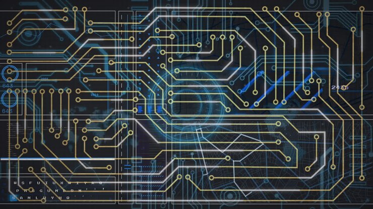 Animation of digital interface with network of connections on dark background