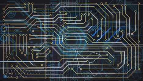 Animation of digital interface with network of connections on dark background