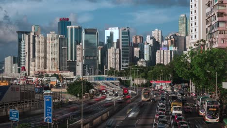 timelapse view of rush hour traffic at causeway bay in hong kong, china