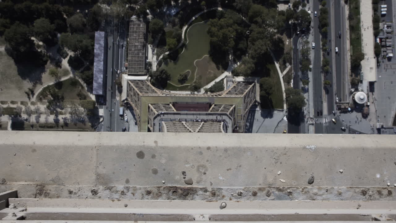 High Angle View of a Parisian Landmark from a Tower