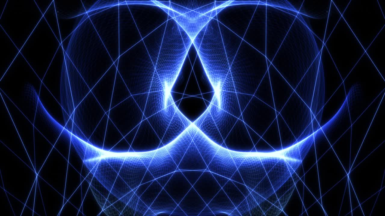 Seamless loop Wave of glow blue wire mesh with center flare light space background . Futuristic blue background with dynamic wave. Big data. 3D rendering. Abstract background with wavy lines. Animation ripples