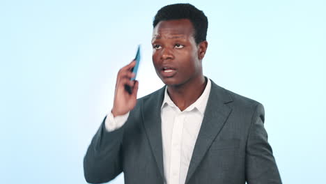 phone call, stress and business black man