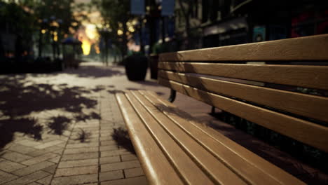 park bench in downtown on a cloudy afternoon