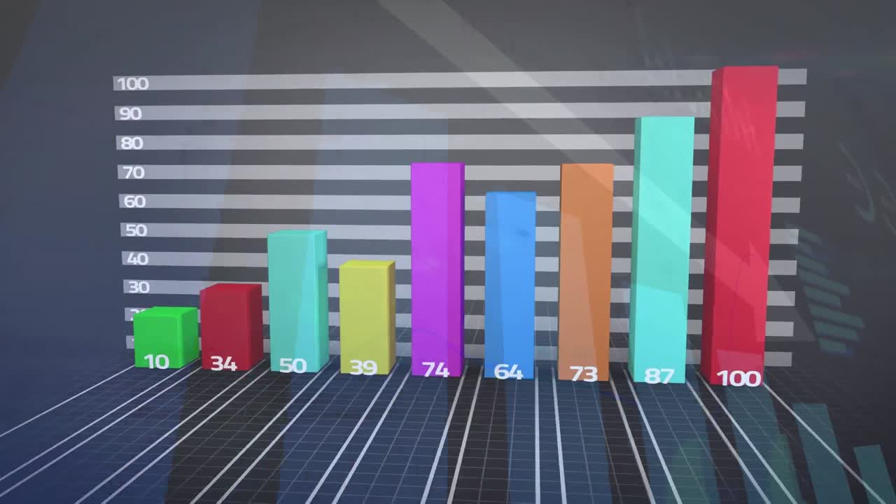 animación del procesamiento de datos financieros sobre un fondo negro