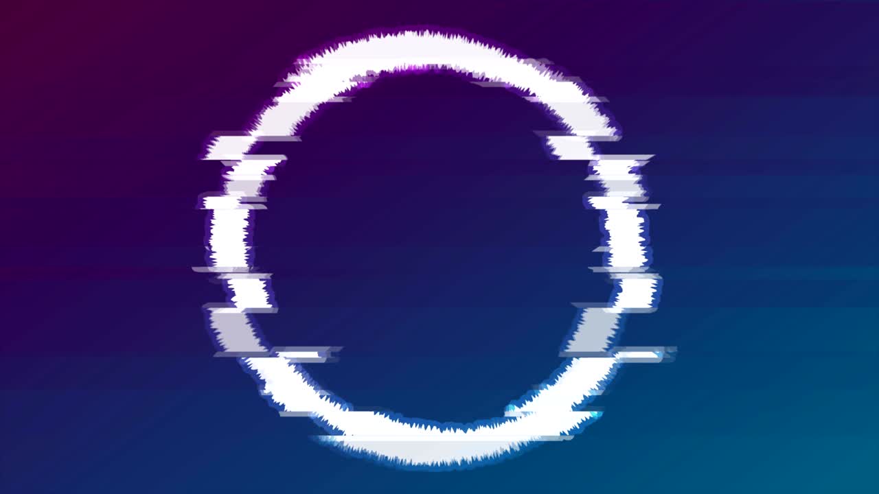 Abstract glitch effect luminous circle video animation