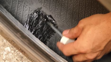 applying tire patch sealant