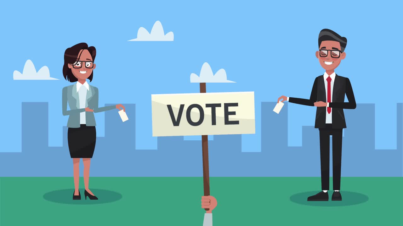 투표 배너 문자를 가진  후보자