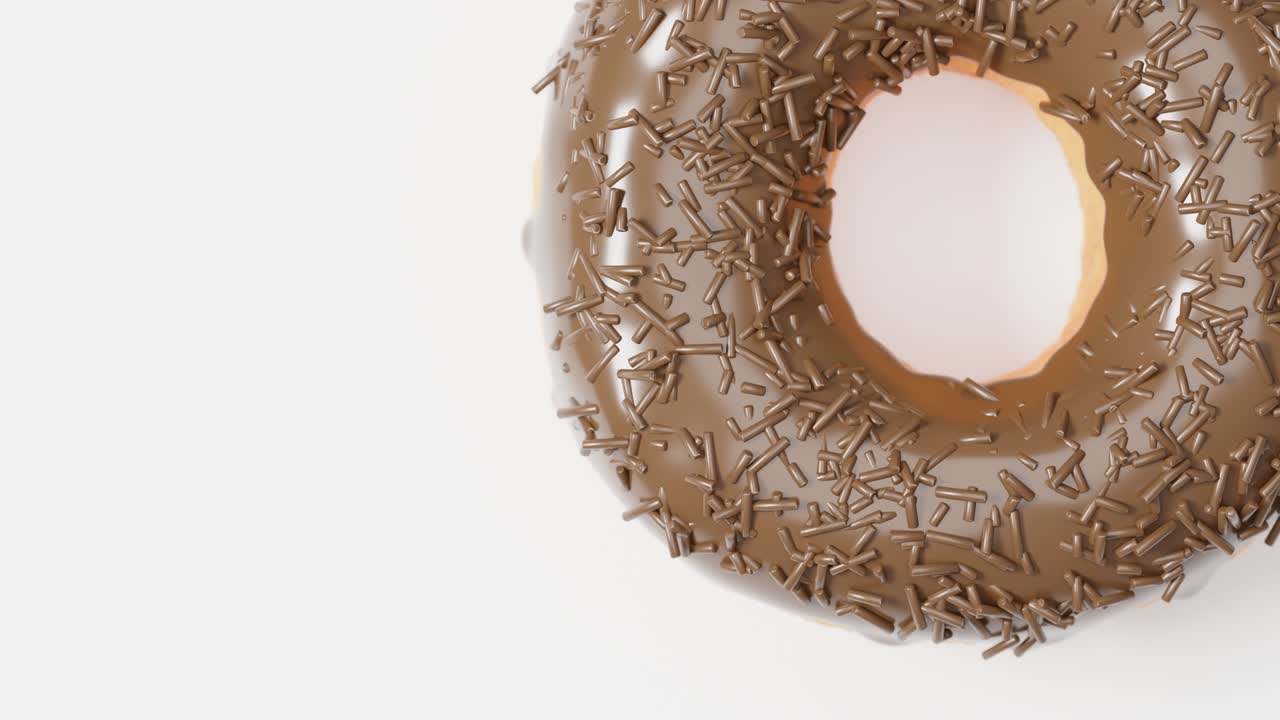 cerca de la deliciosa rosquilla de chocolate girando