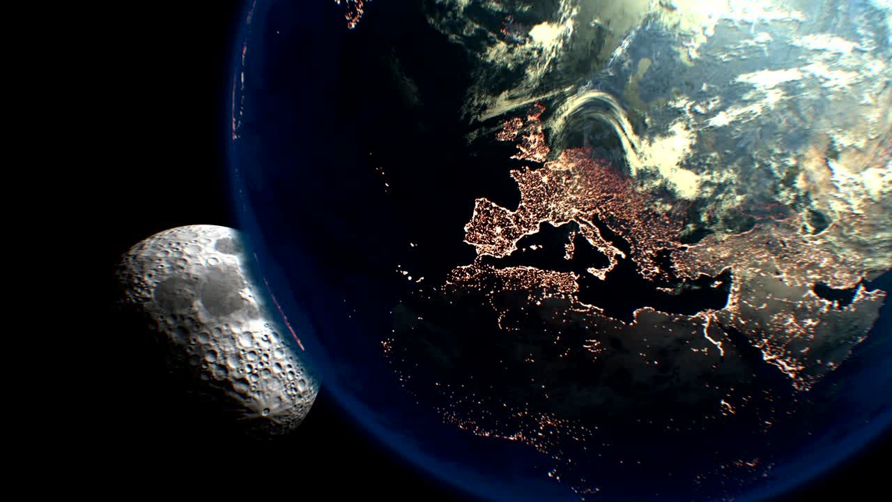 animación de la tierra y la luna