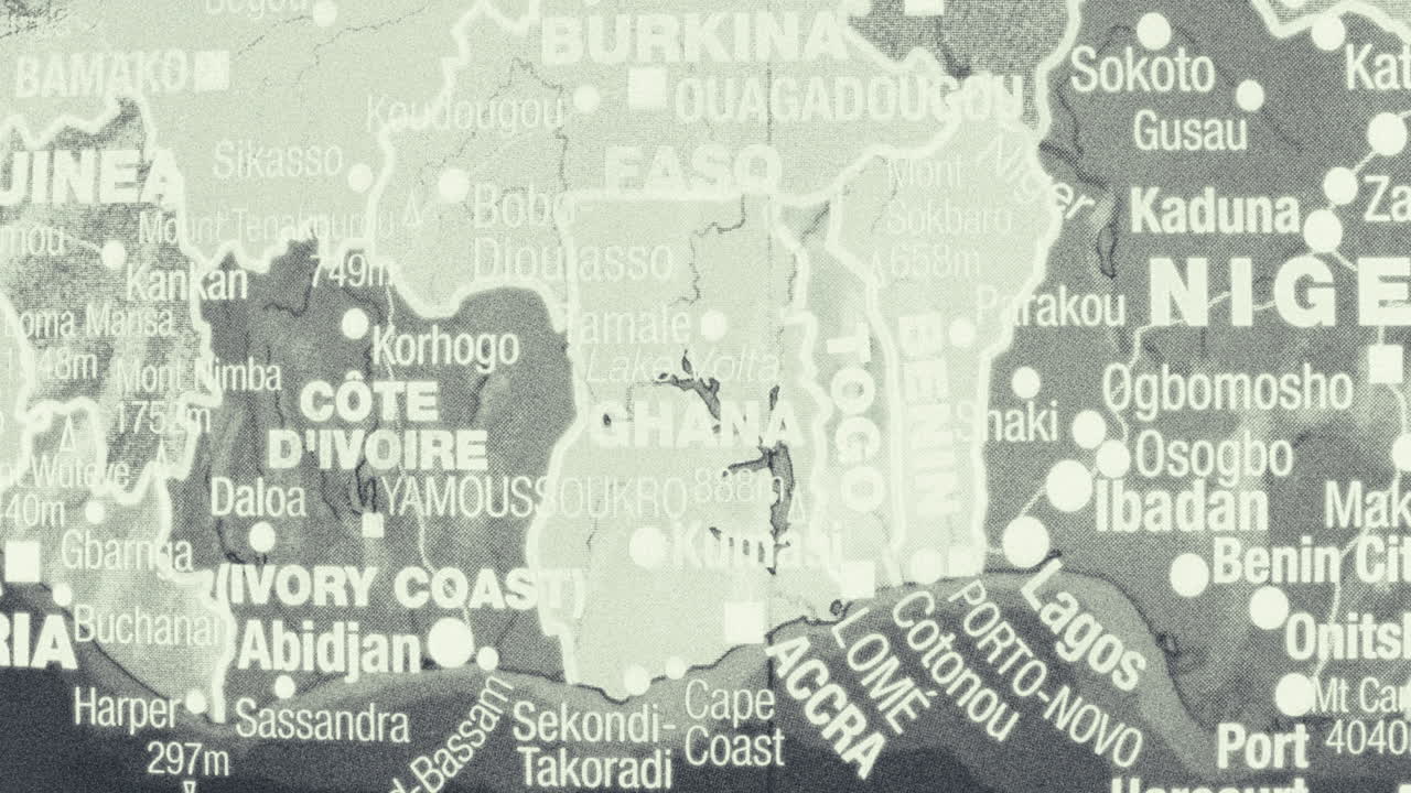 A detailed map of West African countries and major cities