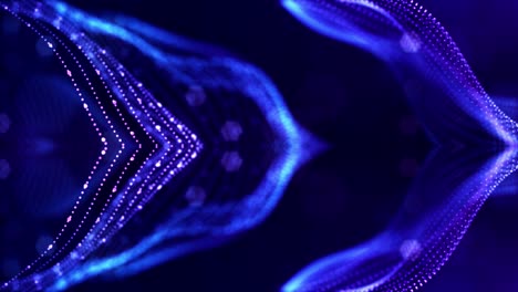 las partículas azules brillantes forman líneas, estructuras simétricas como en el micro-mundo o el espacio cósmico. fondo abstracto de ciencia ficción 3d en bucle de 4k. para presentaciones de vacaciones, ceremonias como diseño de movimiento de bucle vj 10