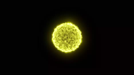 Visual-effects,-VFX,-sun-sphere-particles-on-black-background-3D-animation