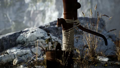 bomba de agua de mano retro oxidada