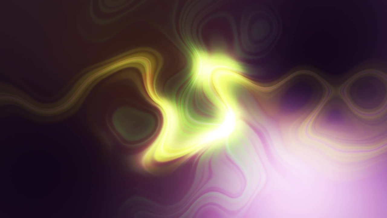 Animation of neon yellow shapes moving on black background