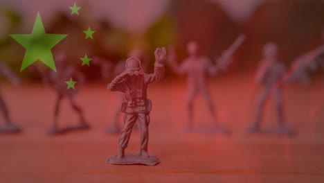 animation of flag of china over toy soldiers