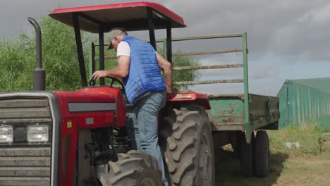 mature man working on farm