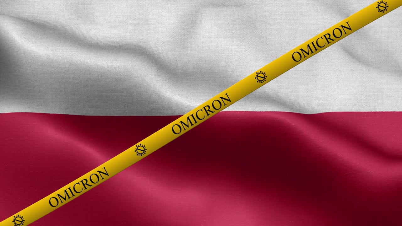 폴란드 발에 오미크론 변종과 금지 줄무 - 폴란드  발