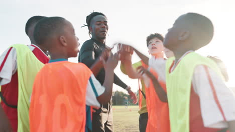 Soccer Team Celebrates with Coach