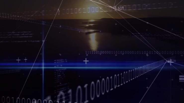 Animation of binary coding, networks of connections over landscape