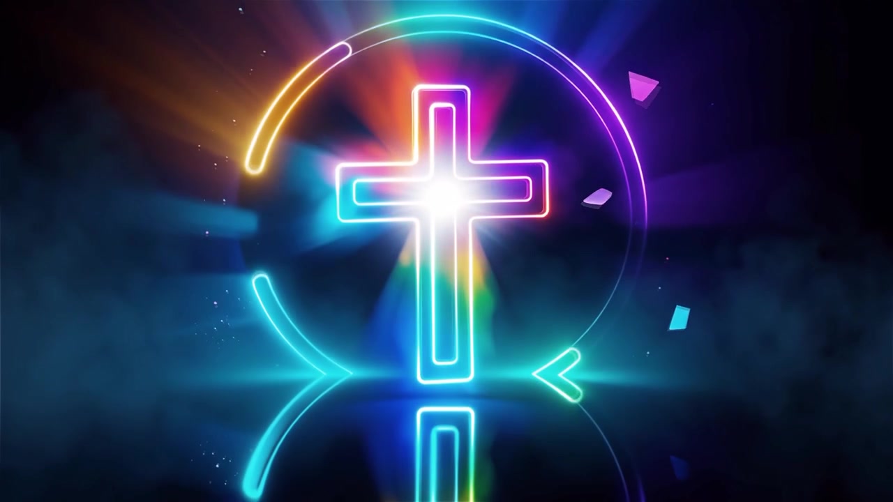 Croce Cristiana Luce Celestiale Sfondo per il Culto.