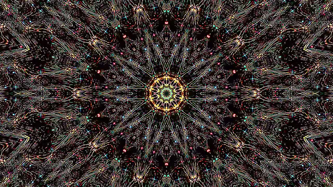 hermoso caleidoscopio abstracto que brilla, una luz radiante que regula los movimientos sutiles