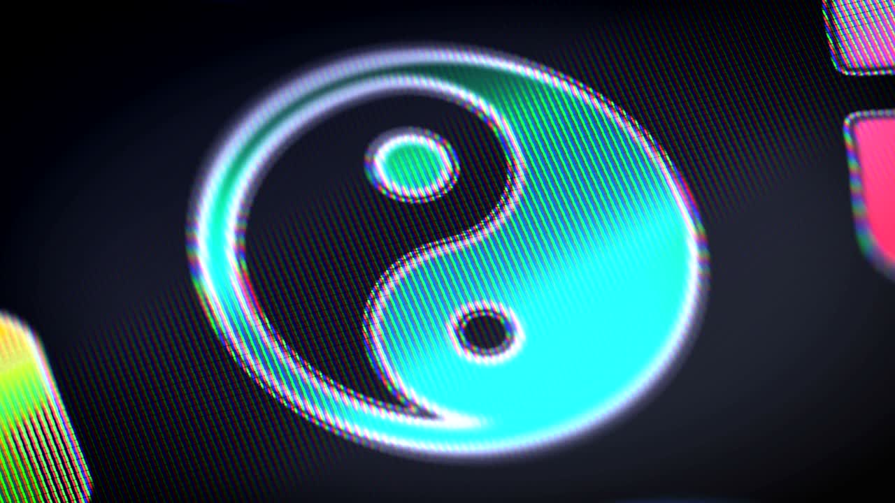 Icona Ying-Yang sullo schermo. In loop.