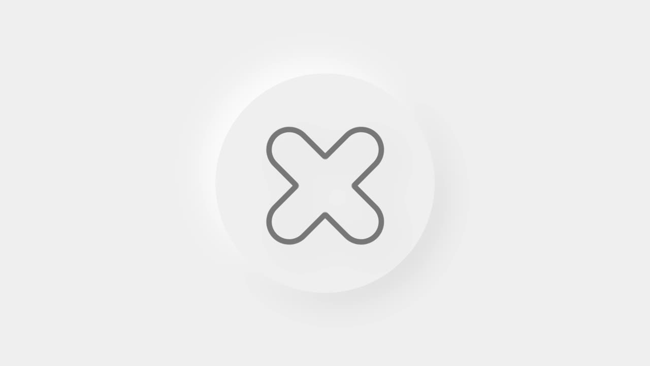 Cross mark animation, No symbol on white background. 4k
