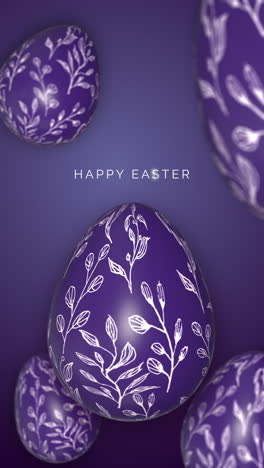 spring easter eggs painted with patterns. animated purple background screensaver. happy easter. looped vertical video.