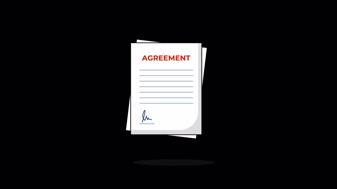 Animated Business Agreement with Handshake and Signature