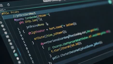a close-up of code editing with jetbrains software: exploring syntax and structure in a coding environment with color-coded elements