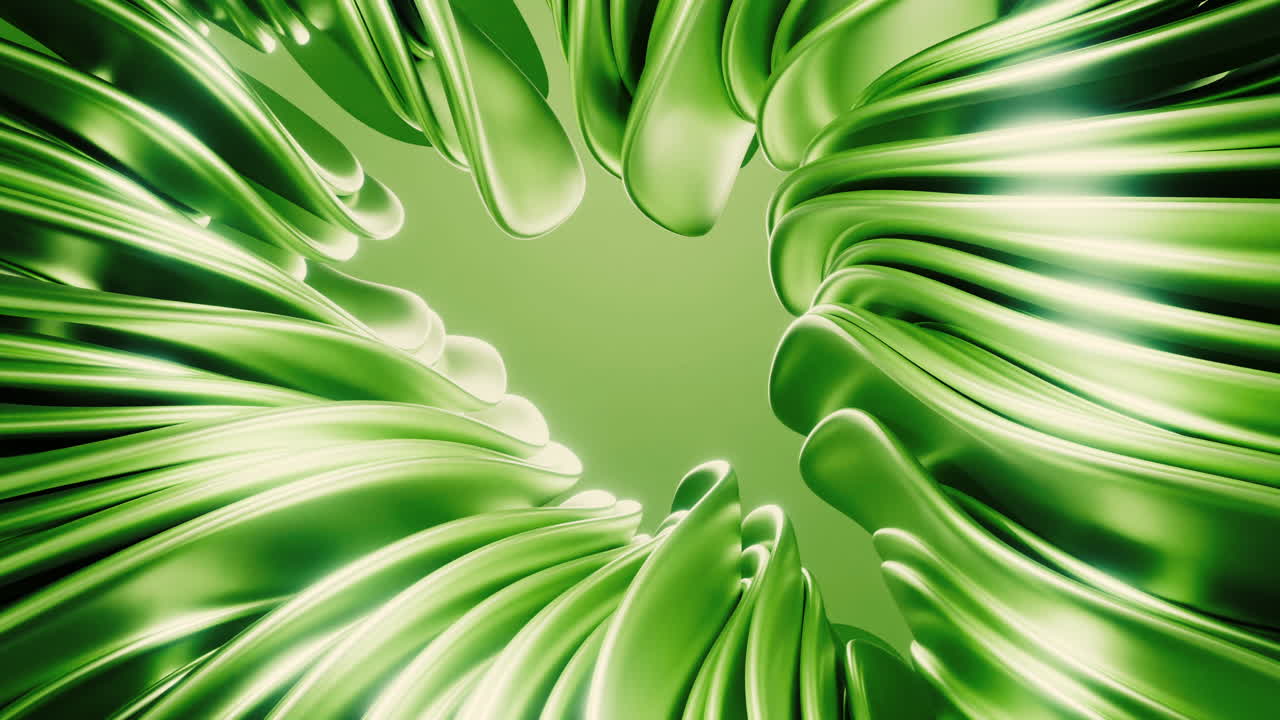 Naadloze loop van abstracte groene metallic vloeiende vormen