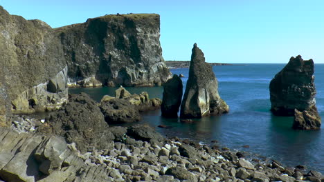 slow motion footage of peaceful icelandic coast line - valahnukamol located on reykjanes peninsula in iceland