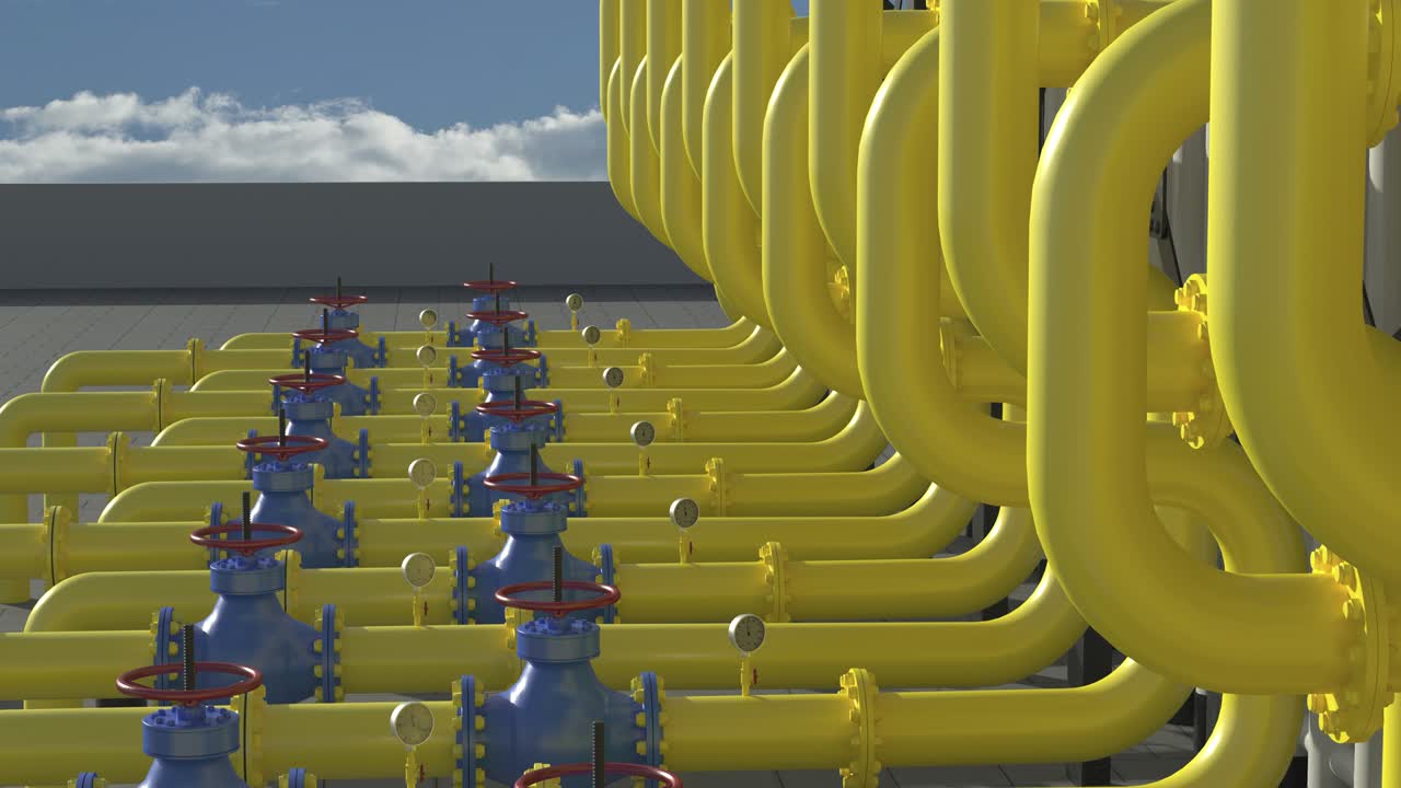 sistema de refrigeración del refrigerador en la estación de compresor. intercambiador de calor en el que el aire y el agua reducen la temperatura para la industria pesada, bucle sin costuras