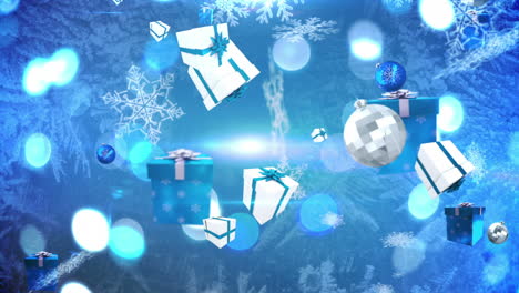 decoraciones navideñas sin costuras que caen en azul y plata