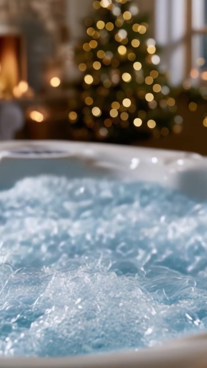 Fuga Rilassante: Un'Esperienza Spa Rilassante con Acque Gorgoglianti e un'Atmosfera Accogliente in Mezzo a un Albero Splendidamente Decorato